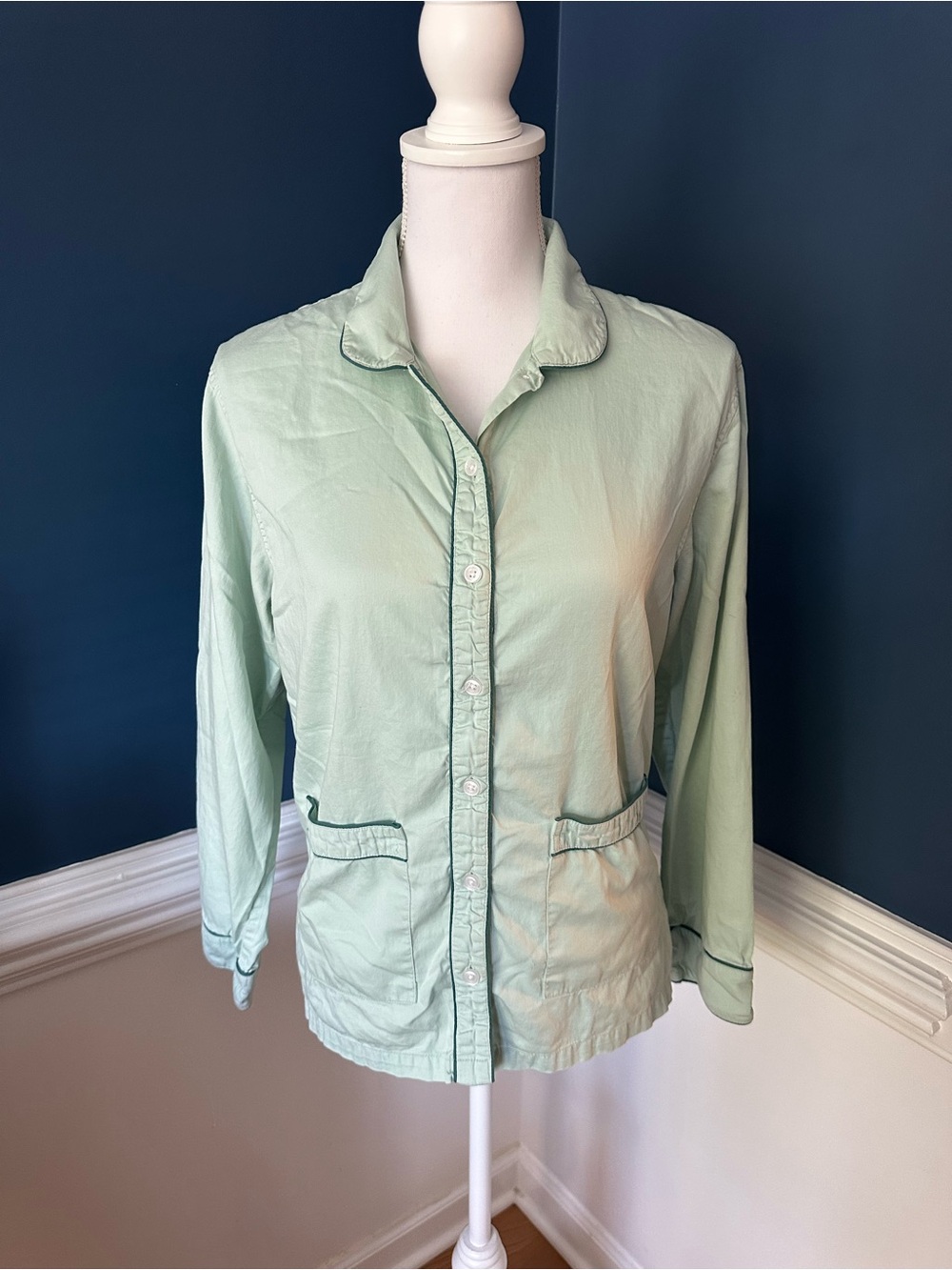 Lake Pajamas Poplin Set Womens Medium Mint Green Sleepwear